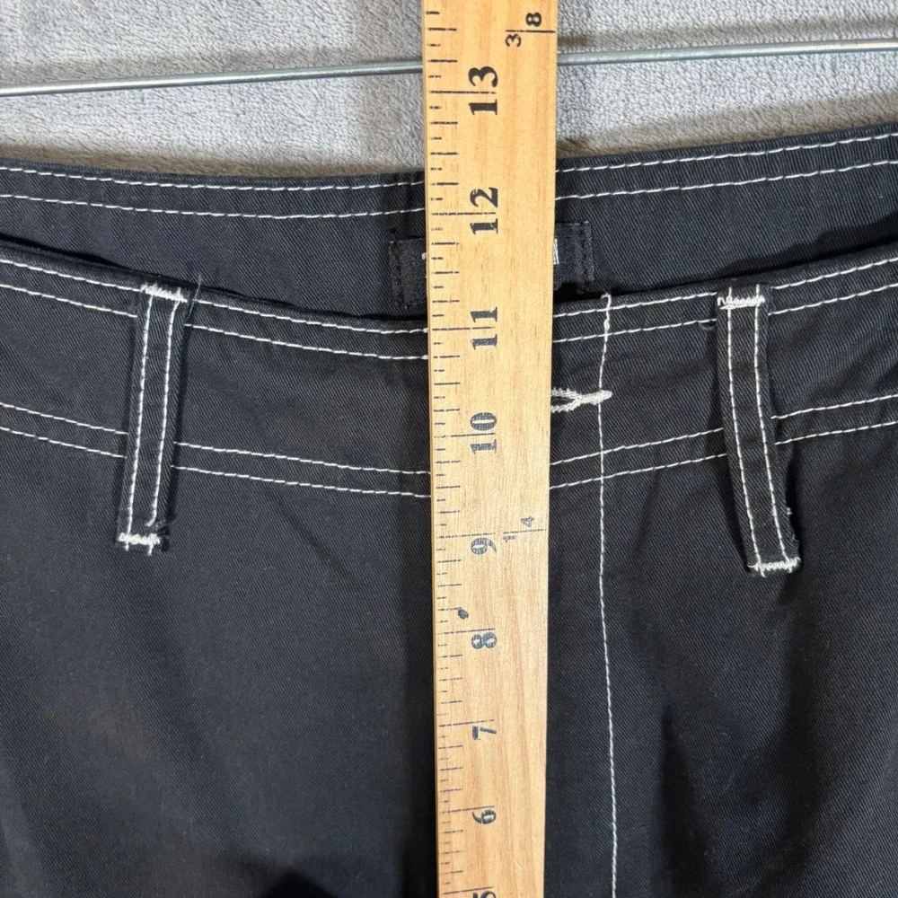 True Religion Mens Black White Contrast Stitch Cargo Pants 36x31 Rave Goth Y2K